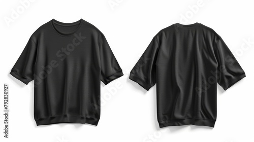 Plain white t-shirt mockup, isolated on white, blank black shirt mockup template, front and back. T-shirt sweater sweatshirt design presentation.