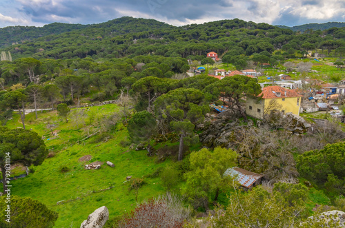 Hisarkoy village scenic view from Ida Madra Geopark (Izmir province, Turkiye) photo