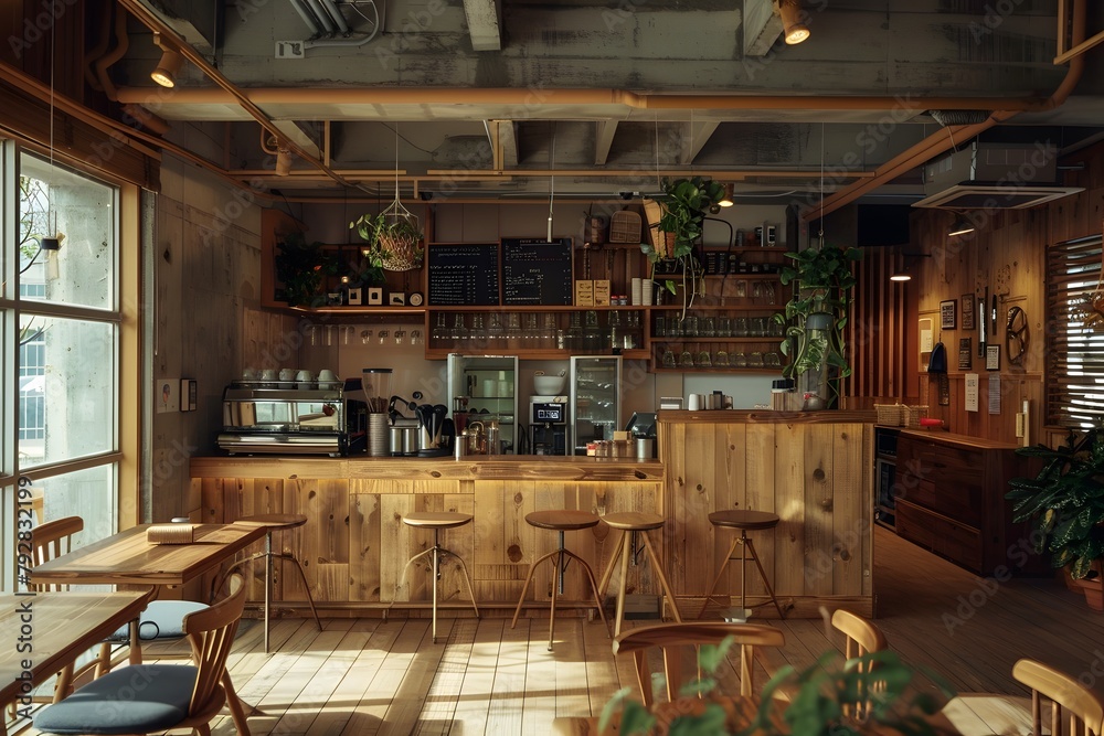  Warm Wooden Interiors: A Cozy and Inviting Space, Ideal for Cafes or Home Designs Emphasizing Comfort and Style