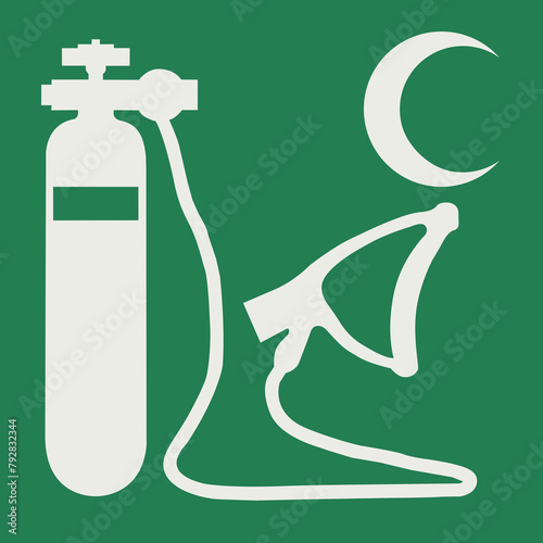 SAFETY CONDITION SIGN PICTOGRAM, OXYGEN RESUSCITATOR WITH CRESCENT MOON ISO 7010 – E028 - SVG
