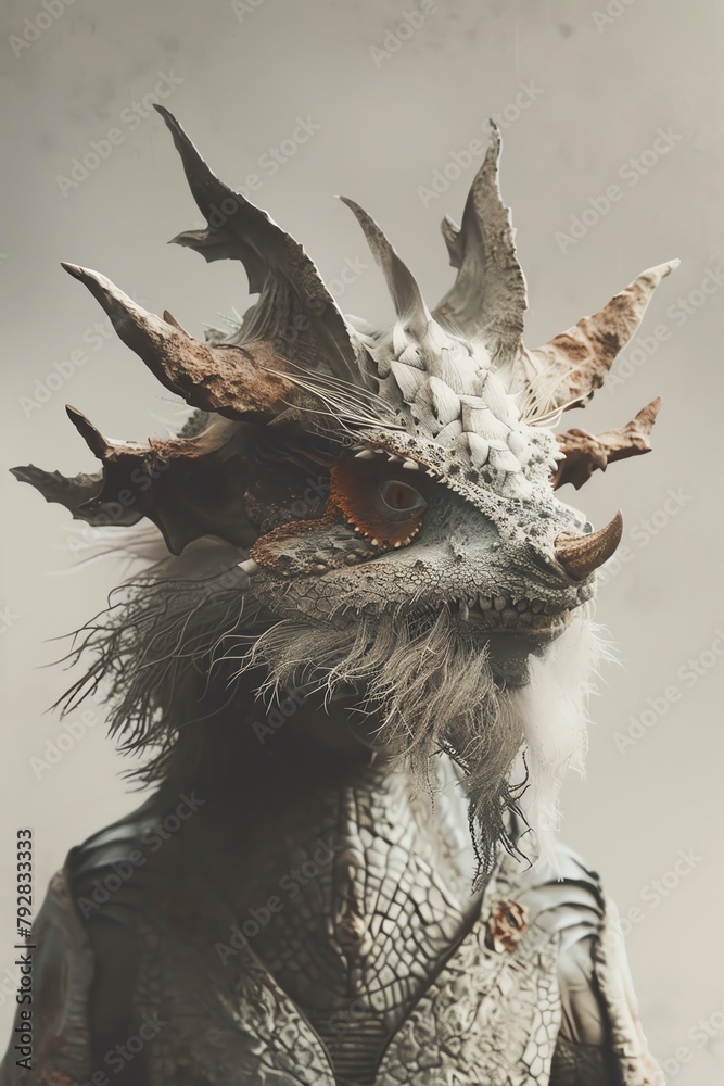 Obraz premium Craft a series of mythical creatures in a minimalist design, experimenting with unexpected camera angles to bring these fantastical beings to life in a way that is both visually striking and conceptua