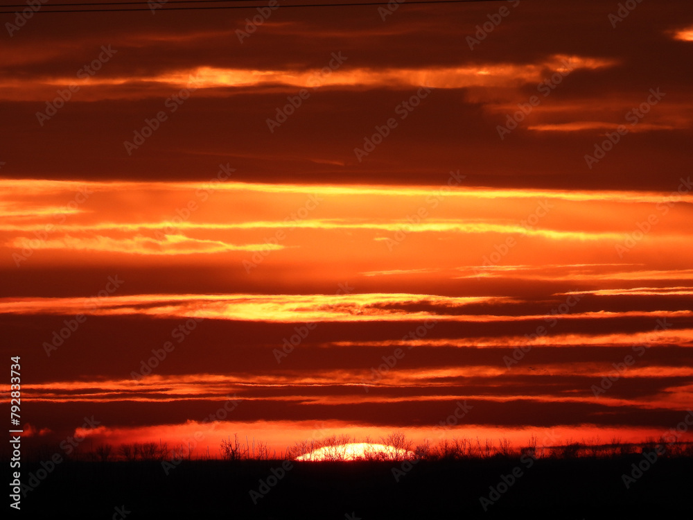 sunset in the rural landscape inVojvodina