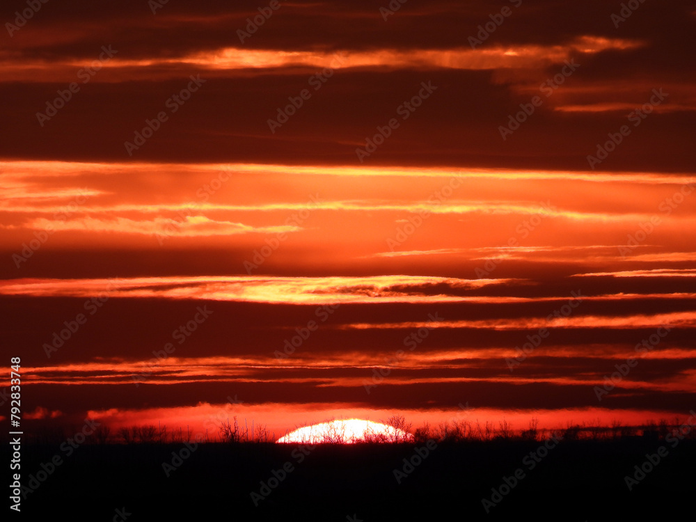 sunset in the rural landscape in Vojvodina