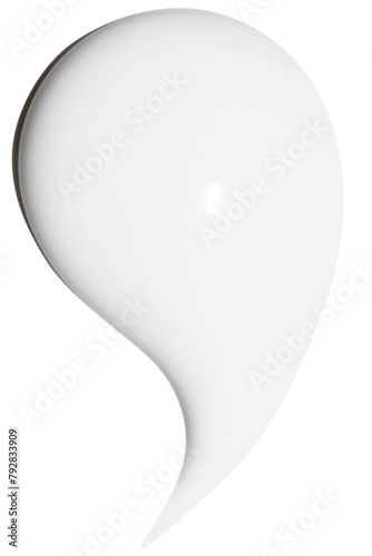 A drop of liquid smeared white cream with no background. PNG