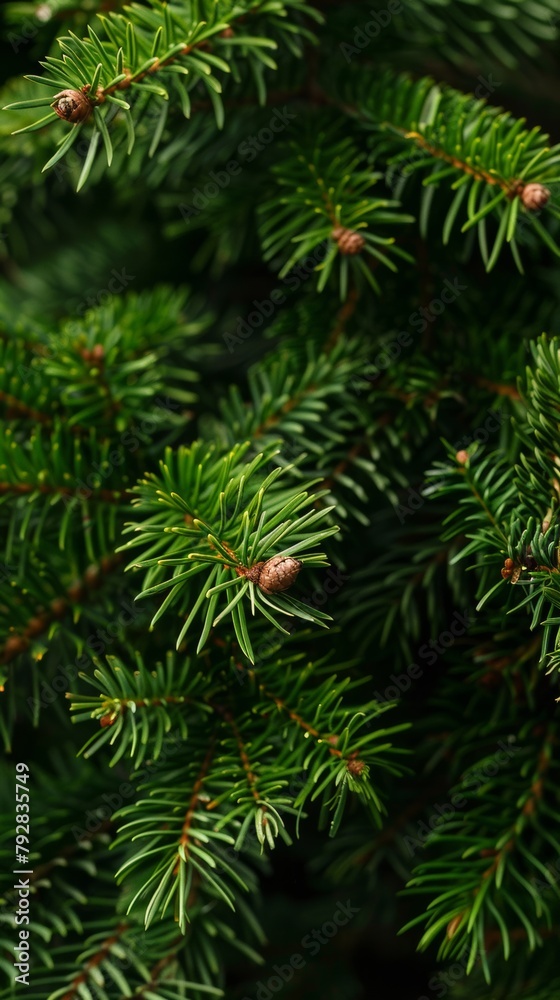 A close up of a pine tree with cones A close up of a pine tree with cones