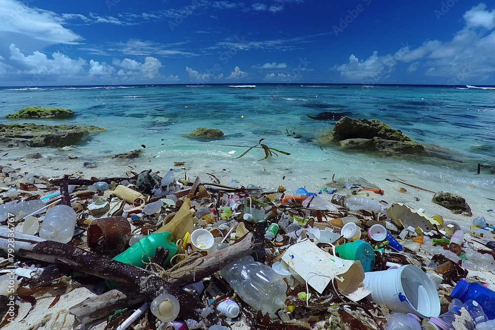 Marine litter and plastic pollution in Ishigaki Okinawa Stock Photo ...