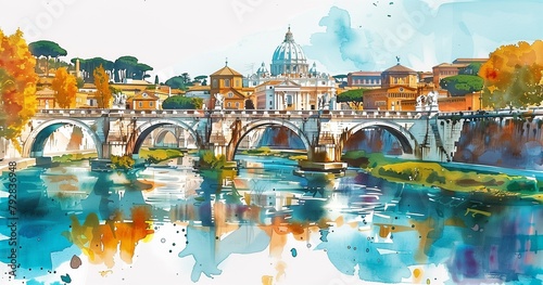 watercolor artwork inspired by Rome