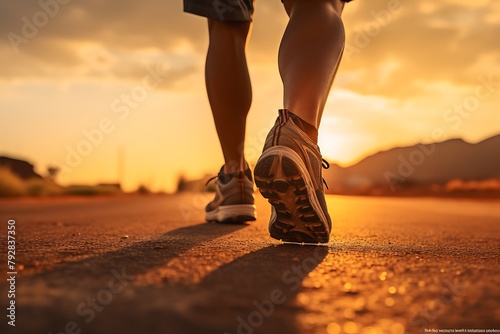 Runner athlete running on road. man fitness jogging workout wellness concept.