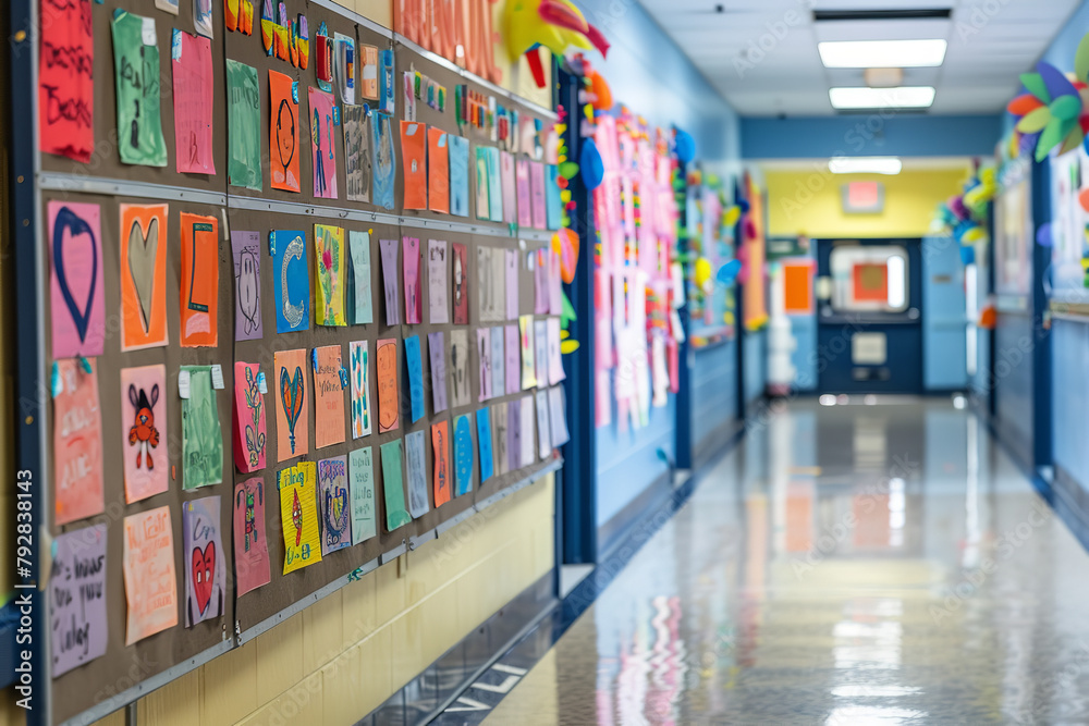 A school hallway's bulletin board blooms with anti-bullying messages ...