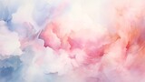 Dreamy Watercolor Background with Soft Pink and Blue Hues and Cloud-Like Textures