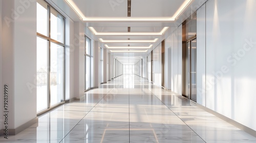 Empty modern corridor in building interior high resolution