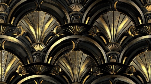 3D black and gold art deco patterns reminiscent of the roaring twenties