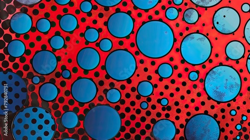 Retro red and blue comic book dots pattern for a pop art style