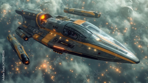 Wallpaper Mural futuristic spaceship in cosmos Torontodigital.ca