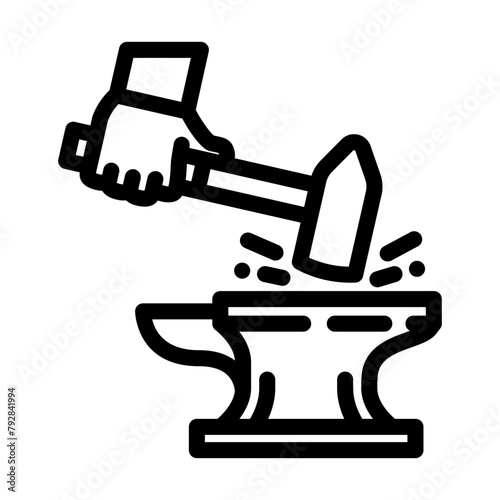 forge blacksmith metal line icon vector. forge blacksmith metal sign. isolated contour symbol black illustration