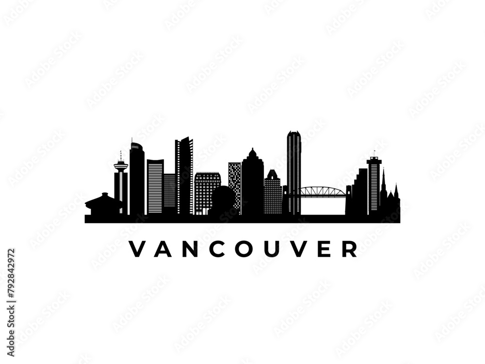 Vector Vancouver skyline. Travel Vancouver famous landmarks. Business and tourism concept for presentation, banner, web site.