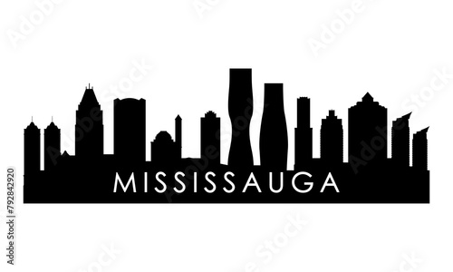 Mississauga skyline silhouette. Black Mississauga city design isolated on white background. 
