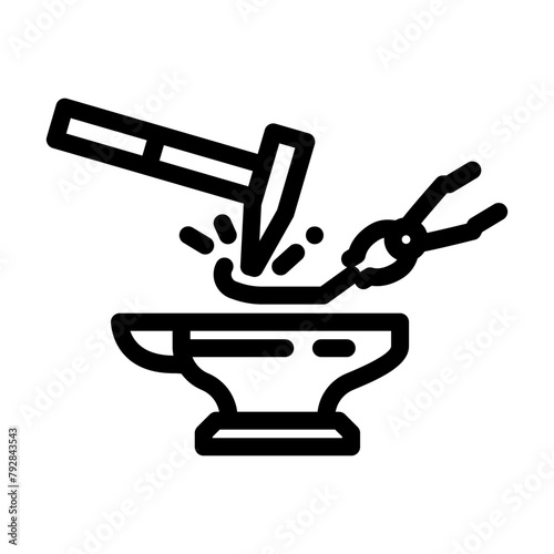 punch blacksmith metal line icon vector. punch blacksmith metal sign. isolated contour symbol black illustration