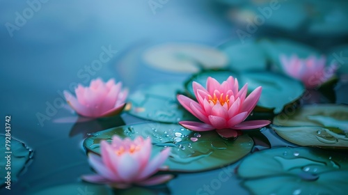 Gorgeous lotus flowers blossoming in serene lakes