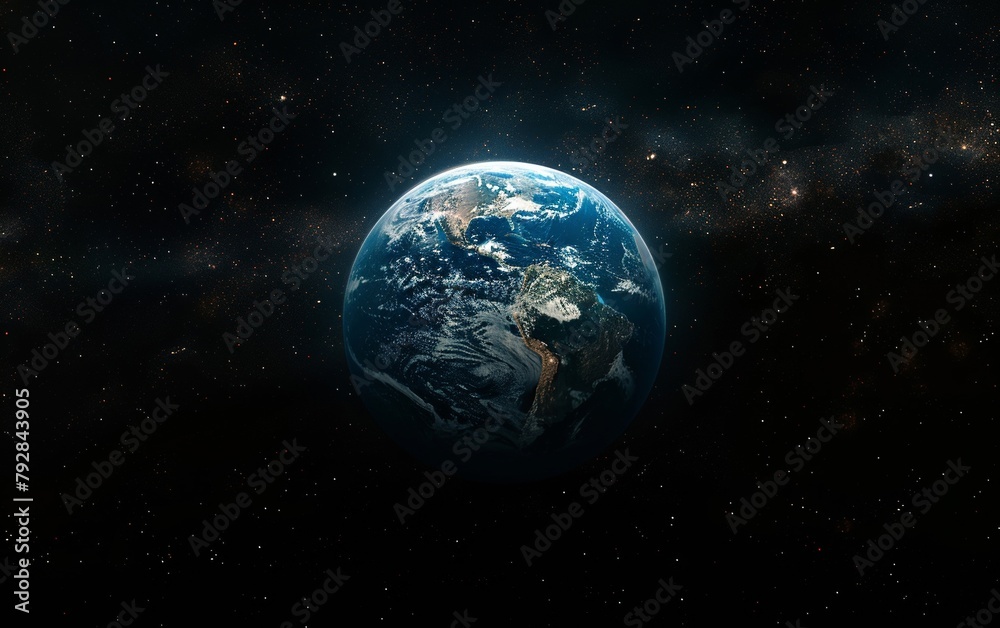 The distant view of Earth in the vast expanse of space reveals the stunning beauty of the planet as it stands alone surrounded by the darkness of the cosmos.