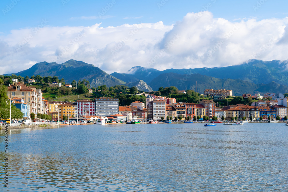 Ribadesella fishing village with the mountains in the background. Asturias - Spain