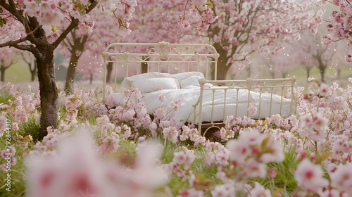 Vintage Iron Bed Nestled Am...