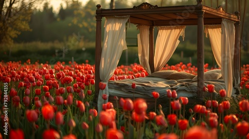 Serene Tulip Field Backdrop...