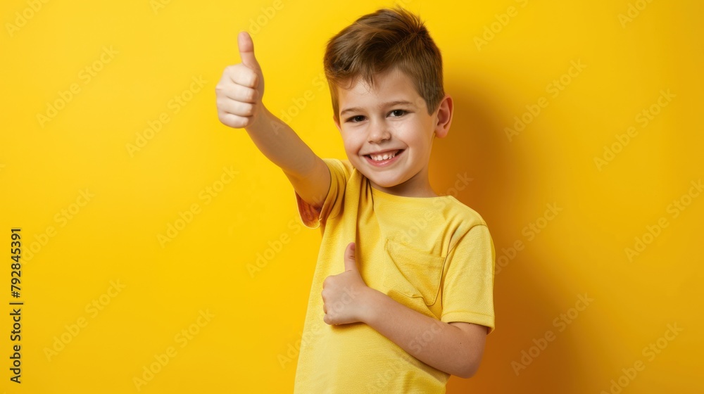 Cheerful young man with thumbs up, smiling happily Cheerful young man with thumbs up, smiling happily