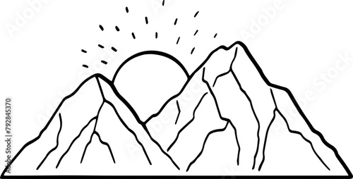 hand drawn mountain illustration.