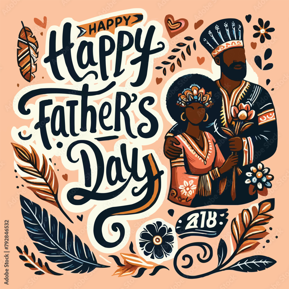 Happy Father's Day typography design, hand drawn lettering