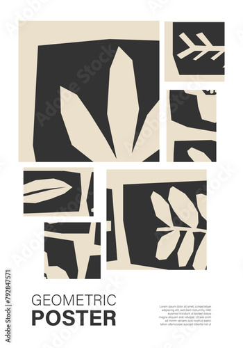 Minimal wall art poster with abstract shapes composition collage