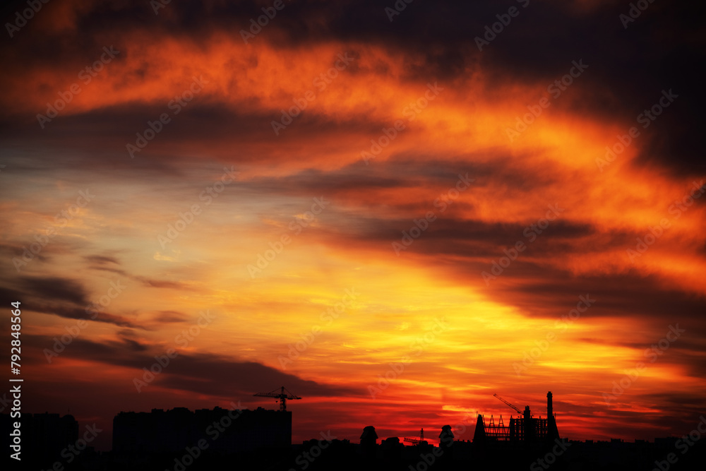 Background of a beautiful bright orange sunset with cirrus clouds Background of a beautiful bright orange sunset with cirrus clouds