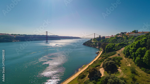 25th April Bridge in Lisbon Portugal. Summer landscape