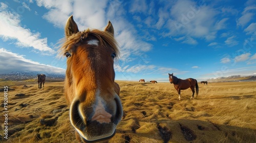 Photo of a smiling Icelandic horse! photo