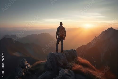 mountain, hiker, summit, difficult, achievement, challenge, outdoors, adventure, hiking, nature, landscape, conquer, success, perseverance © Sumon