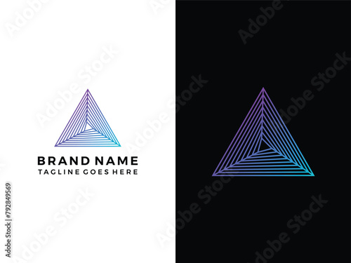 Abstract prism geometric line futuristic technology logo template 