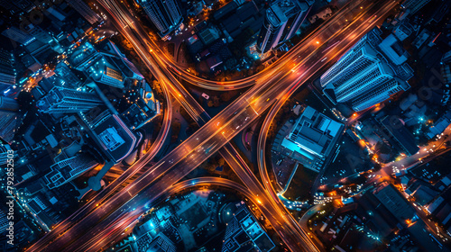 Aerial view of a Unique City Roads and Interchanges background