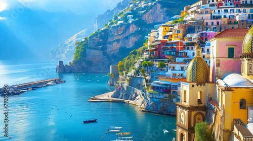 Amalfi coast Italy. View of Amalfi town
