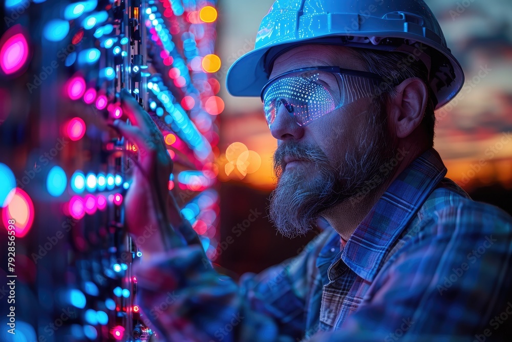 A developer coding the next-gen smart grid software, aimed at enhancing renewable energy distribution A developer coding the next-gen smart grid software, aimed at enhancing renewable energy distribution