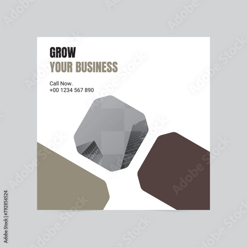 Modern geometric grow your business social media cover template