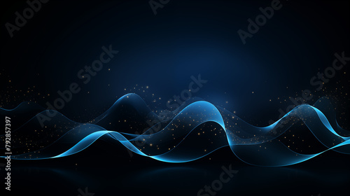 Elegant Dark Abstract Wave Background with Golden Particles