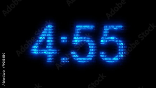 5 minute countdown. Blue neon countdown timer made from binary numbers