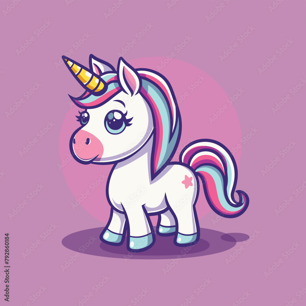Cute unicorn cartoon illustration flat vector design Cute unicorn cartoon illustration flat vector design