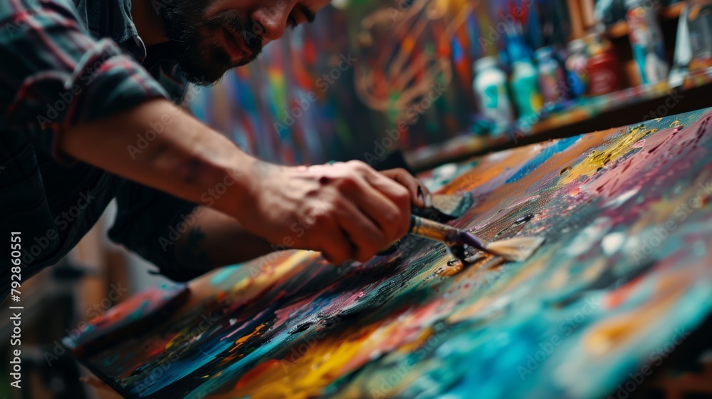 Obraz premium Kreative Entfaltung: Künstler im Atelier