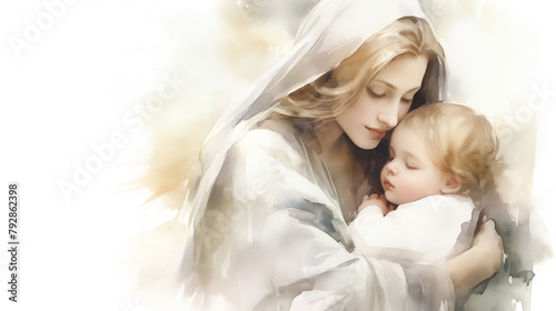 Depicting Mary as the mother of Jesus Christ, cradling her child, symbolizing the central figure of their religion. During Christmas, Christians celebrate the nativity, Mary and baby Jesus Christ.