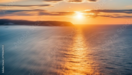Sunset Horizon  Motion Blurred Sea Background