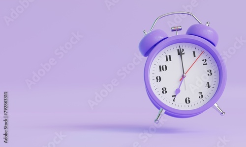 Purple alarm clock floating on purple color background (ID: 792863314)