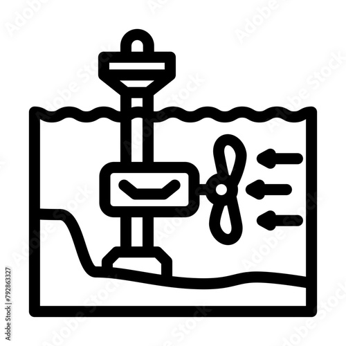 stream energy tidal power line icon vector. stream energy tidal power sign. isolated contour symbol black illustration