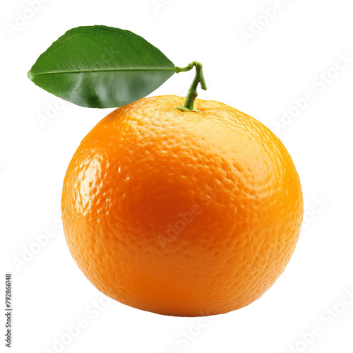 Fresh Orange fruit with leaf in close up isolated on white 