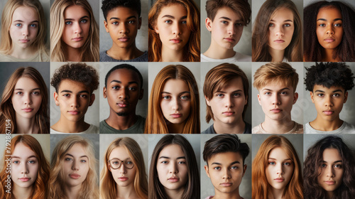 AI-generated diverse high school yearbook portraits showcase of youth photo